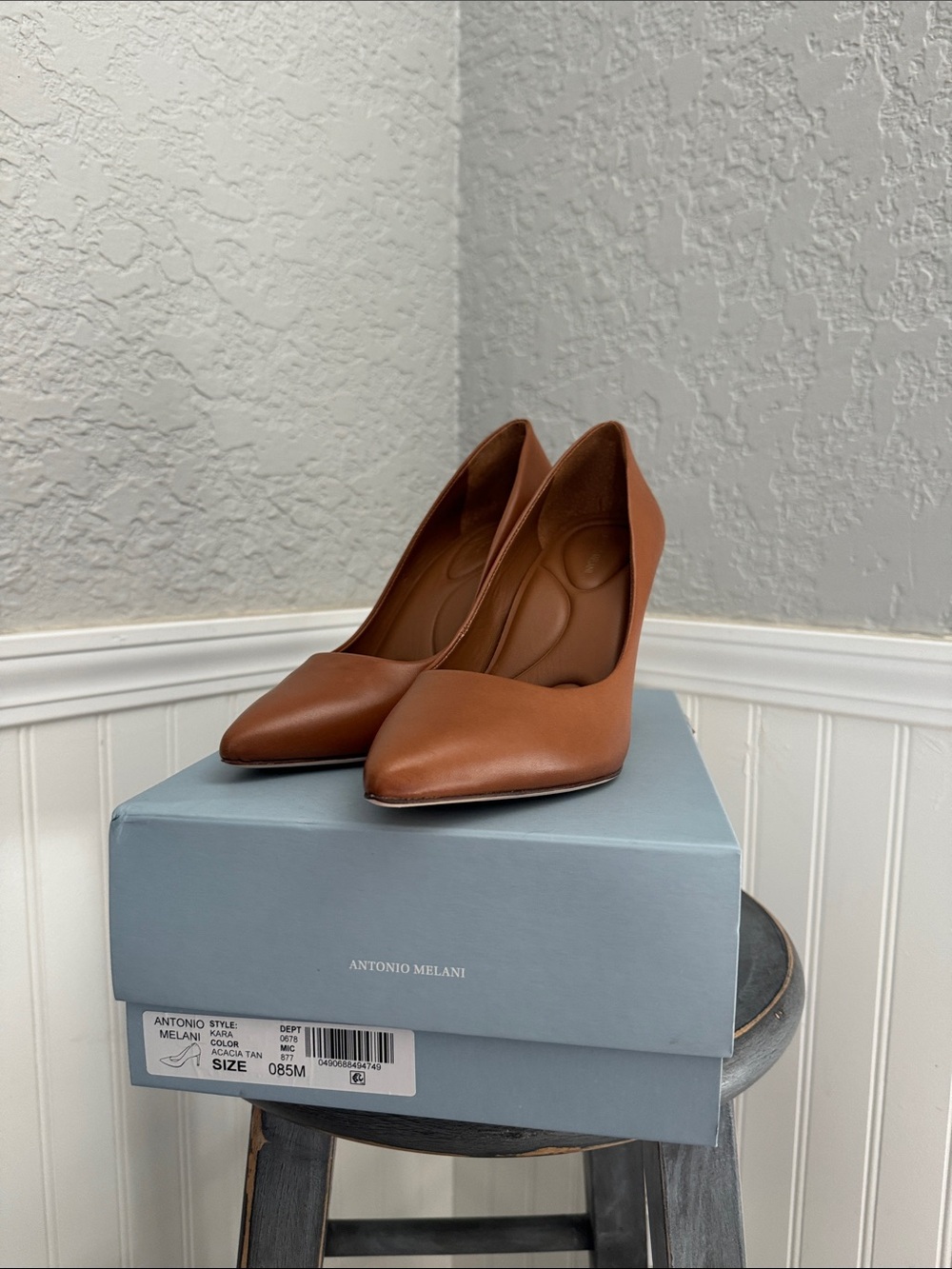 ANTONIO MELANI Brown Pointed-Toe Leather Pumps